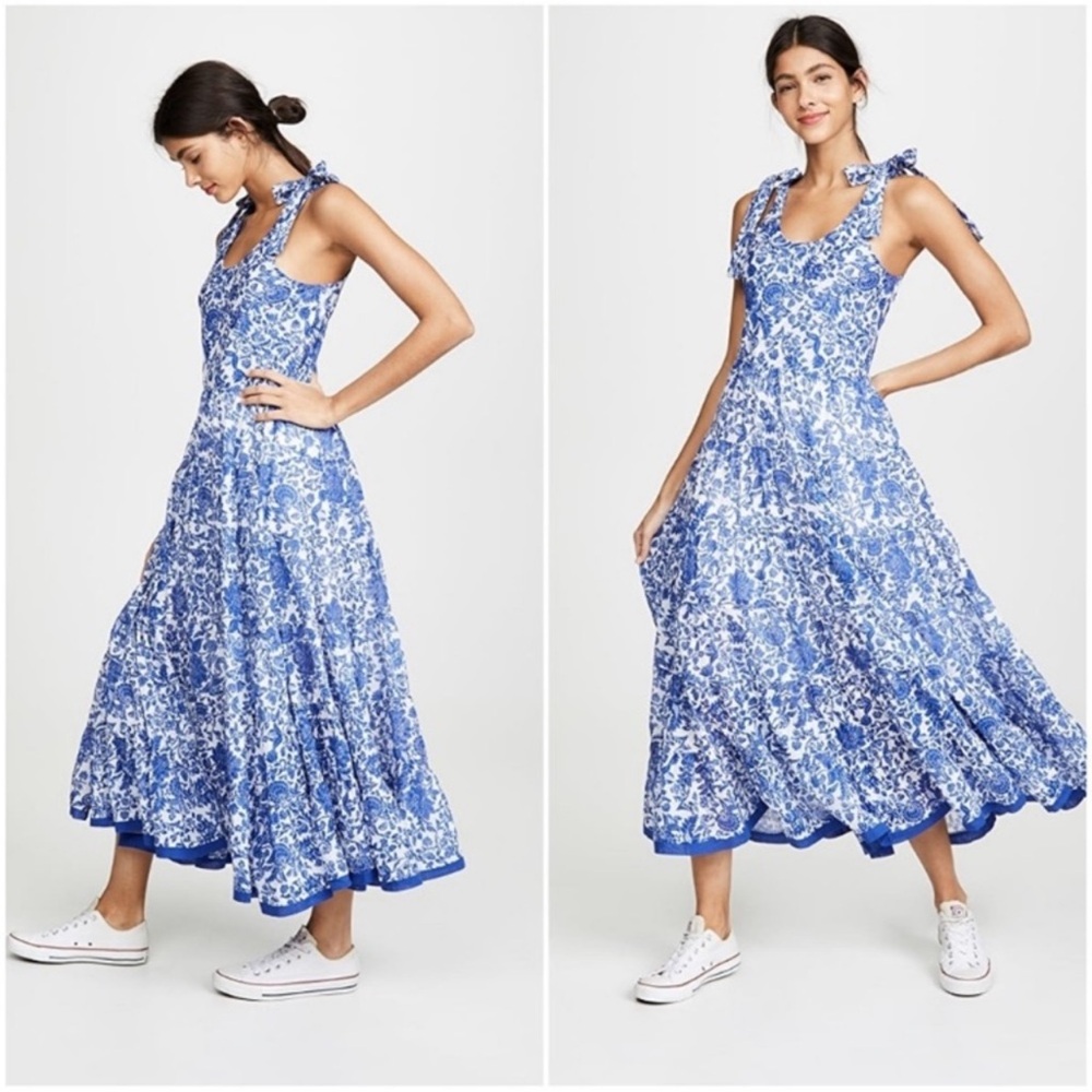 NWOT FREE PEOPLE Kika’s Maxi Dress Blue & White Floral Size M!